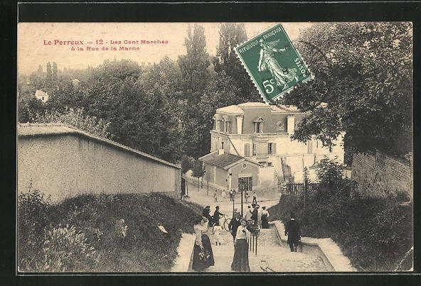 CPA Le Perreux, Les Cent Marches à la Rue de la Marne