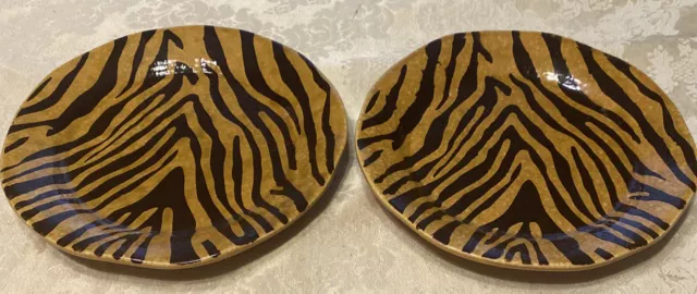 Vintage Dario Farrucci Zebra Striped Salad Plates 8.25"