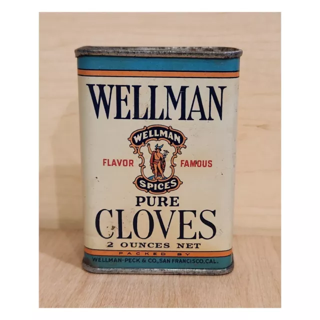 Vintage Wellman Pure Cloves 2oz Spice Tin