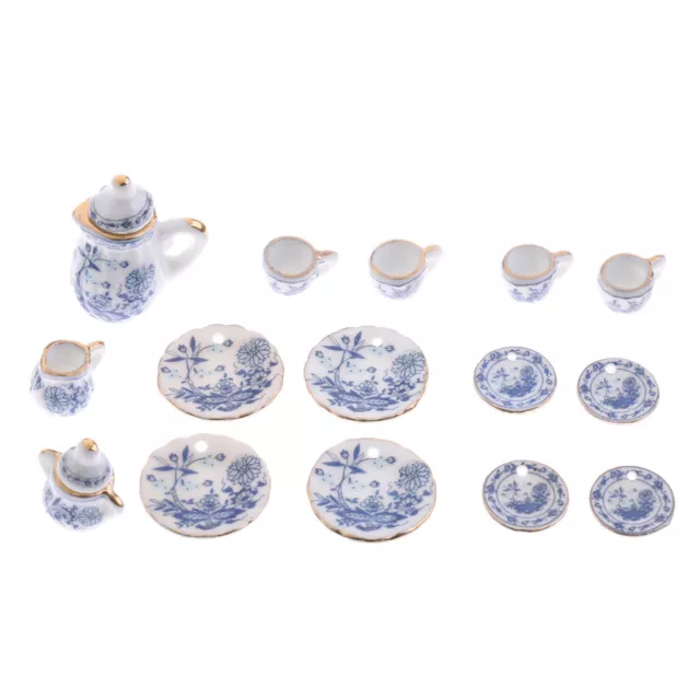 15pcs Ceramic Tea Coffee Set for 1/12 Dolls House Tableware Accessory Decor