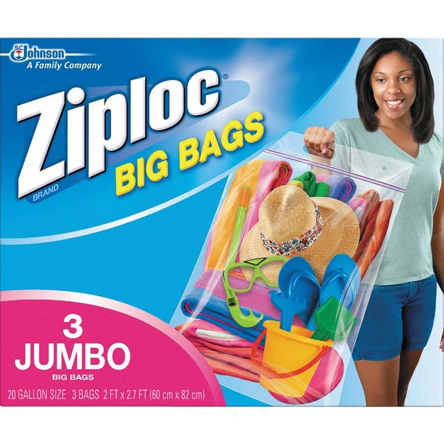 Ziploc Big Bag 20 Gallon XXL Storage Bags (3-Count) 71598 Pack of 4 Ziploc Big