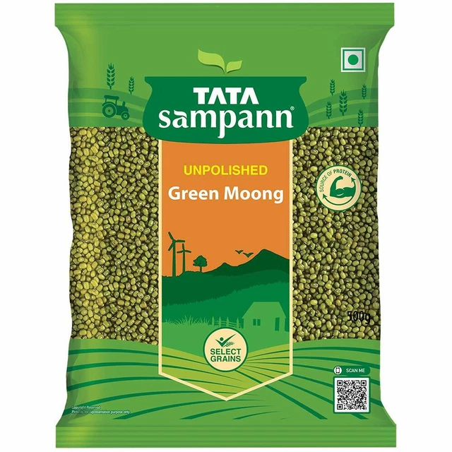 Tata Sampann Rozzo Verde Moong Dal , Interi 500 G Caduta Lentils Grammi