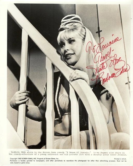 American Actress Barbara Eden, Signed Vintage "I Dream Of Jeannie" Studio Photo.