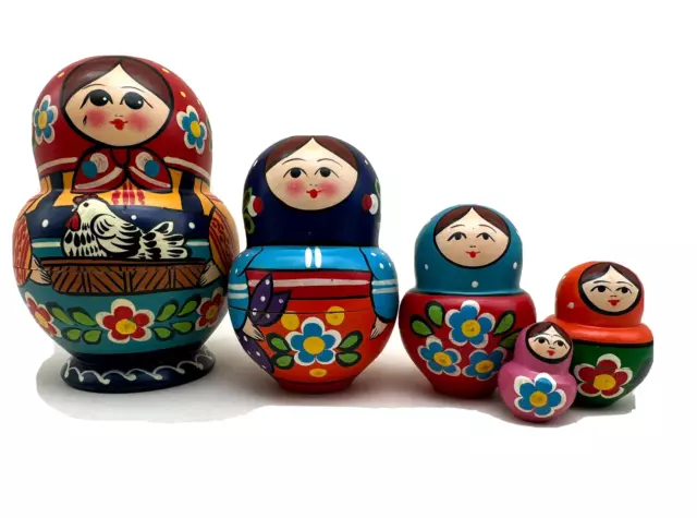 Matroschka 5tlg. bauchliche Matreschka handgemalt Traditionelle Motiv 12cm