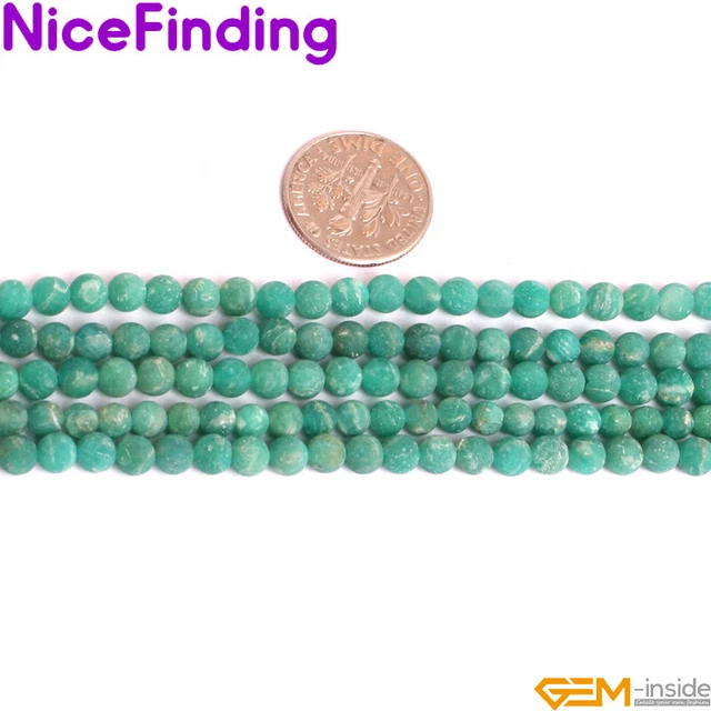Green Frost Russian Amazonite Natural Gemstone Round Loose Beads Jewelry 15"
