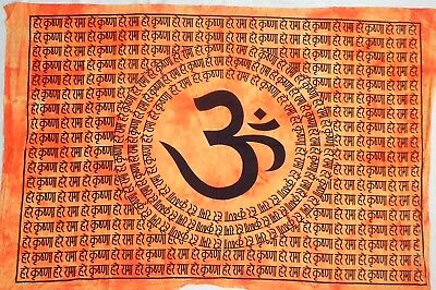 Indian Mandala Tapestry Hippie Wall Hanging Orange OM Poster Bohemian Dorm Decor