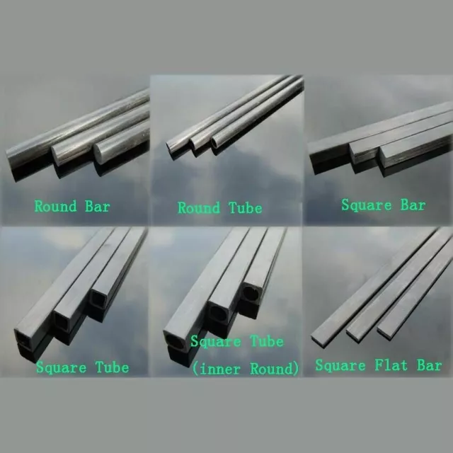 Carbon Fiber Round / Square, Bar / Tube Flat Rod Fibre Strip For RC Airplane Toy