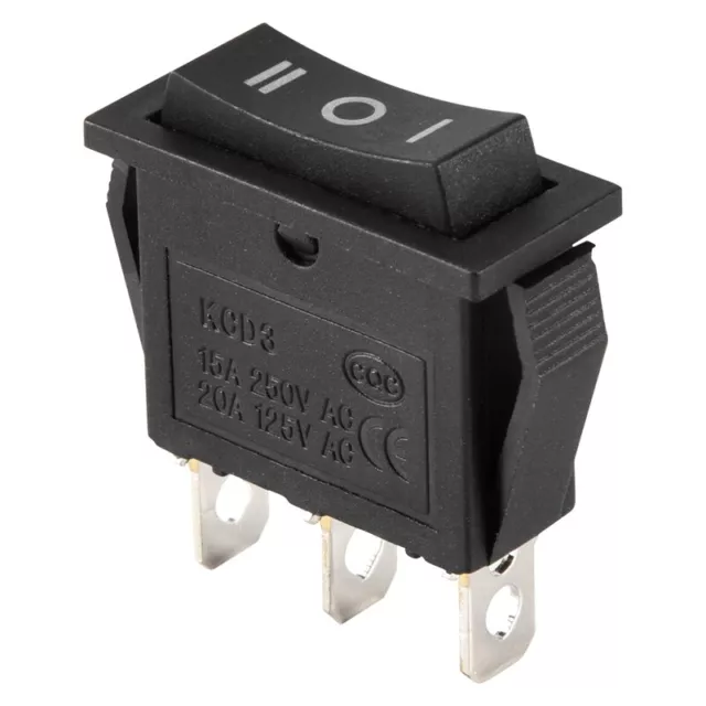 AC15A/250V 20A/125V 3 Pin SPDT ON-OFF-ON 3 Position Snap Rocker Switch D6U53877