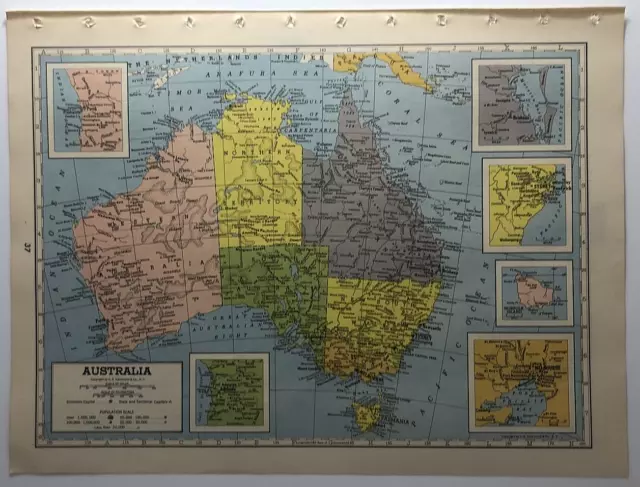 1947 Vintage AUSTRALIA Antique Atlas Map - Hammond's Superior Atlas & Gazetteer