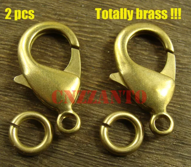 2pcs Solid brass snap hook clip lobster clasps Trigger key wallet chain KC141