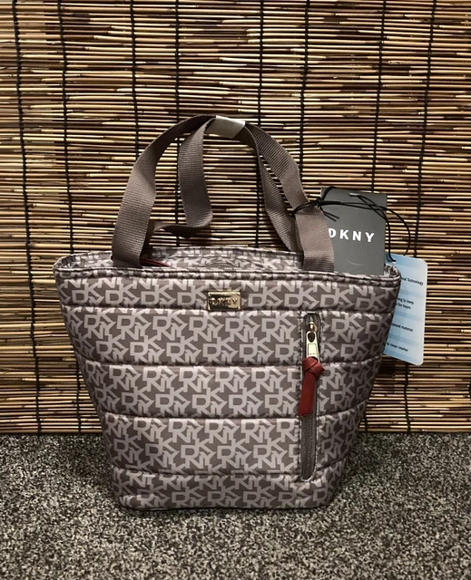 DKNY LOGO INSULATED Water Resistant Lunch Cool Bag Tote Brown Ash Tan New RRP 90 33.00 PicClick UK