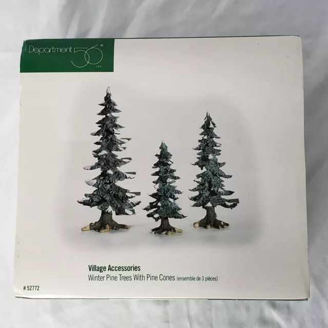 Dept. 56 Village Accessories Winter Pine Trees W/ Pine Cones #52772 Box