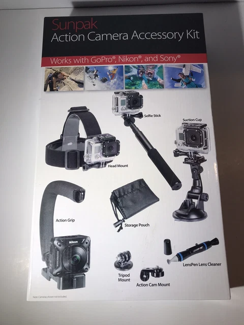 Sunpak Action Camera 8 piece Accessory Kit for GOPRO,NIKON, SONY New in box