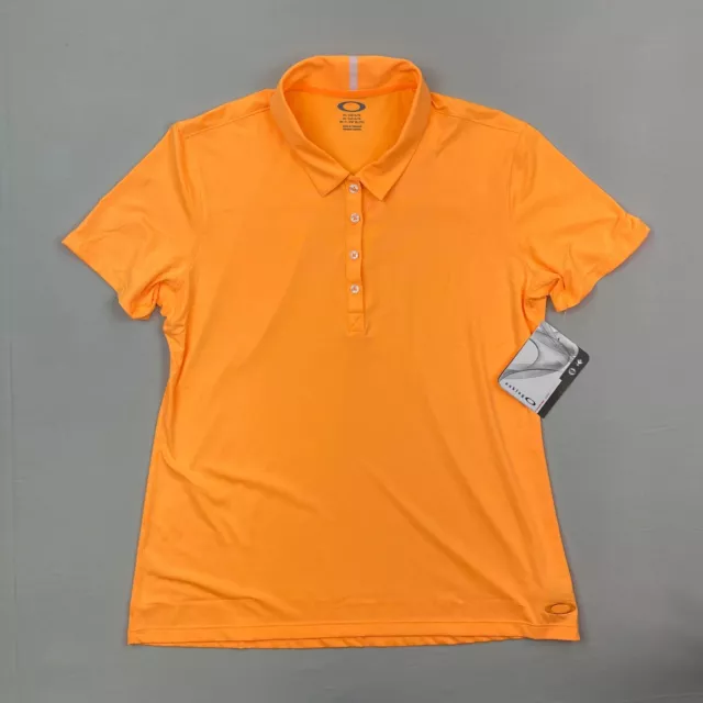 NEW Oakley Solana Golf Polo Shirt Womens XL Short Sleeve Orange Pop Performance