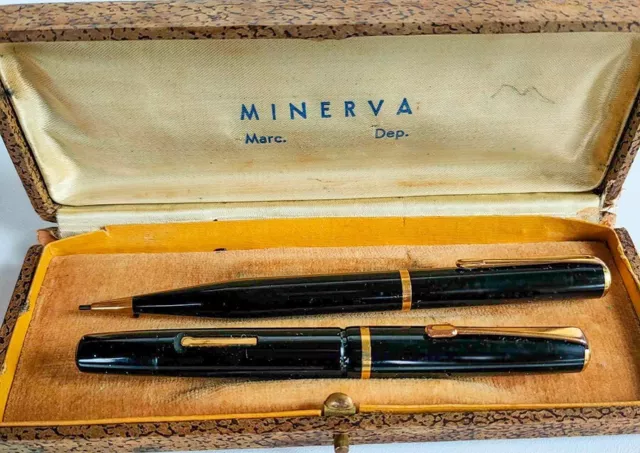 Set stilografica e matita Minerva by Omas anni 30 lever filler