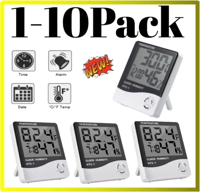 Thermometer Indoor Digital LCD Hygrometer Temperature Humidity Meter Alarm Clock