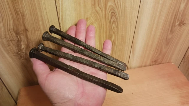 4 LATE 1700's EARLY 1800's HAND FORGED 7" SPIKES NOVA SCOTIA MD FIND - ACADIAN