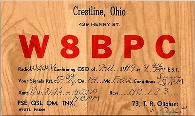Vtg Ham Radio CB Amateur QSL QSO Card Postcard OHIO W8BPC CRESTLINE 1949