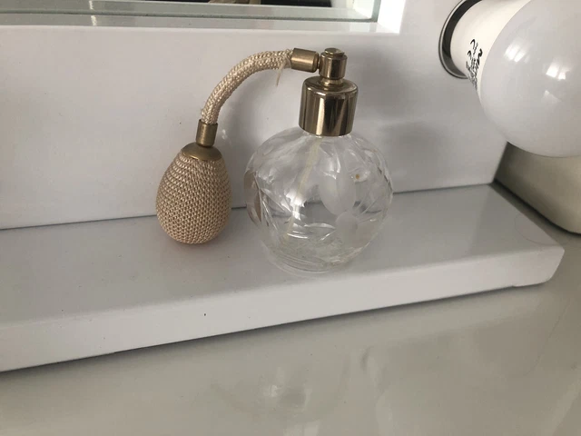 Vintage Crystal Cut Glass Etched Perfume Atomiser