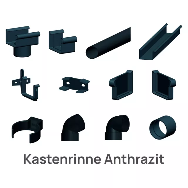 Dachrinne Kastenrinne RG70 Regenrinne Anthrazit | Fallrohre DN60 Kunststoff PVC