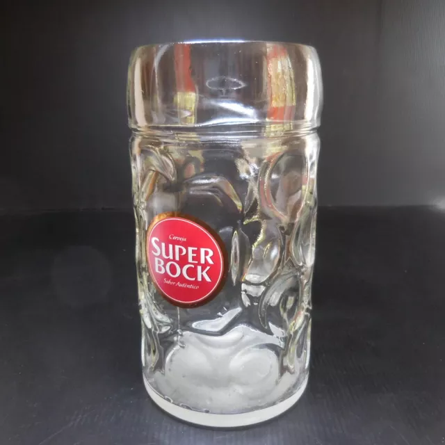 Chope verre bière 1L CERVEJA Super Bock SABOR AUTENTICO Art Déco Espagne N6229