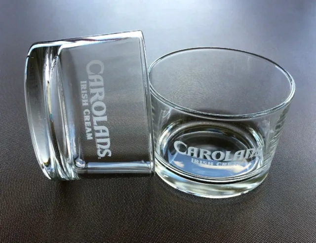 Carolans Irish Cream, Round Cylinder Shaped Rocks Cocktail Glasses, Set of 2