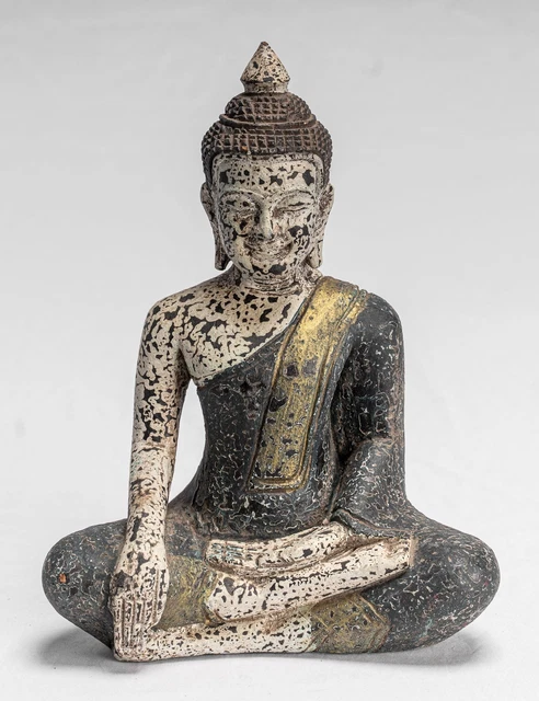 Ancien Khmer Style Se Asie Assis Bois Enlightenment Statue de Bouddha - 26cm/10