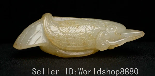 3" Ancient Chinese Hetian Jade Carved Fengshui Animal Bird Lucky Amulet Pendant