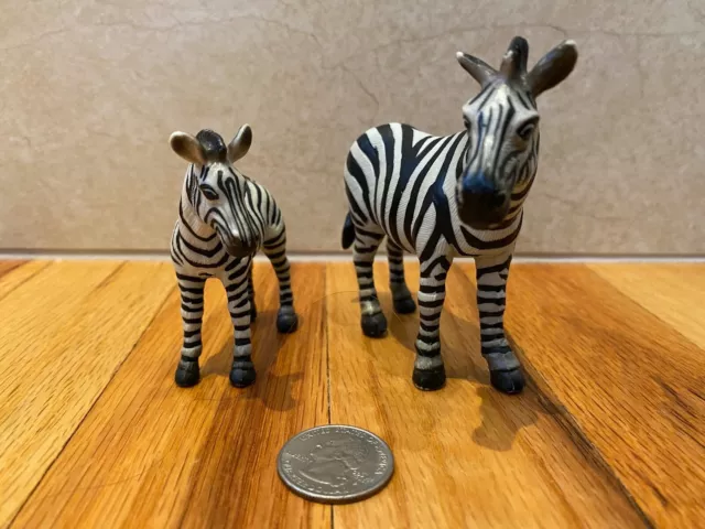 Schleich 14148 FEMALE ADULT ZEBRA (1998) & 14146 BABY (1999) Animal Figure 3