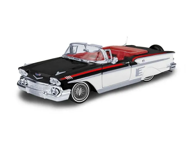 Chevrolet Impala 1958 convertible Lowrider negro escala 1:24 - Motormax 79025WHBK