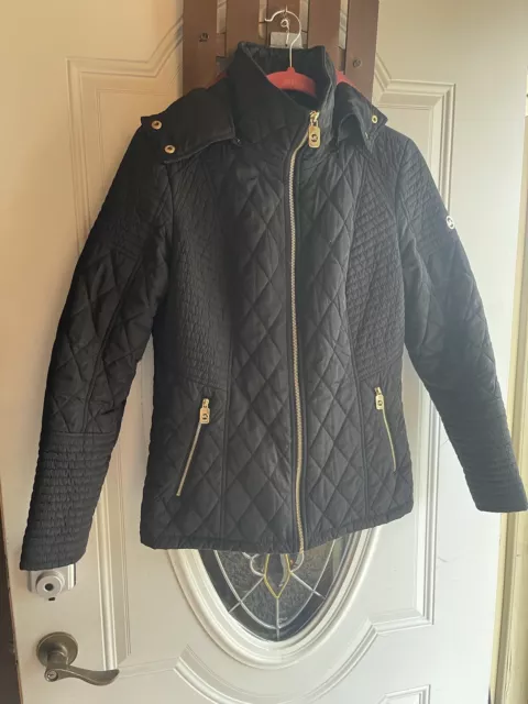 Michael Kors Medium Packable Down Puffer Jacket Womens Mk Logo Quilted Coat Euc