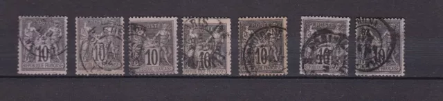 France Sage N° 89 Lot 7 Val.mit Typen Und Stempel-Obl.tb-Vscan-R168