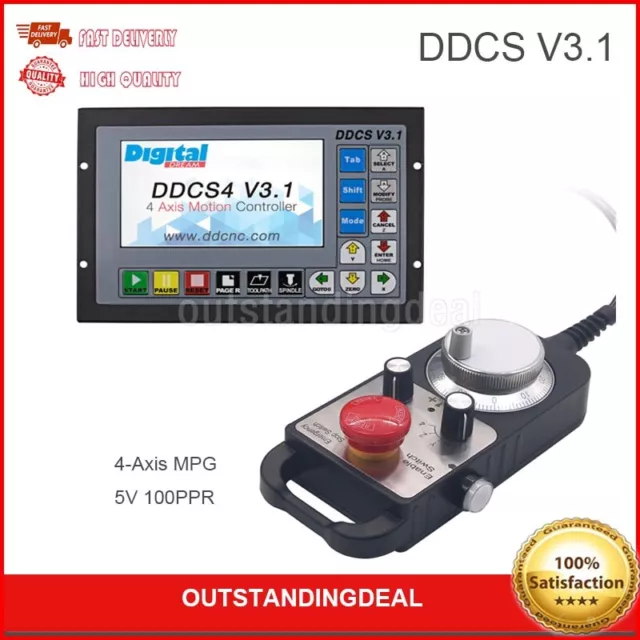 DDCS V3.1 4-Axis CNC Motion Controller+ 4-Axis MPG Pendant Handwheel 5V 100PPR