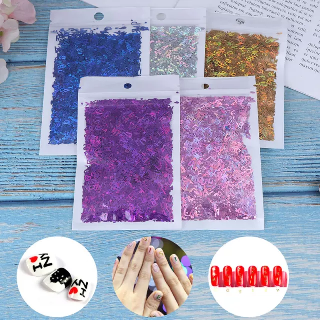 Laser Letter Nail Glitter Sequins Mixed Nail Flakes Manicure Nail Art Decora-7H