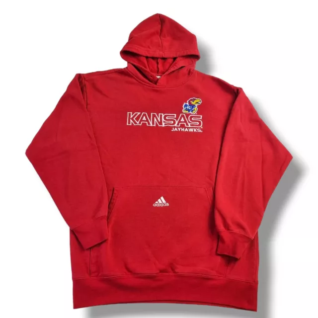 Adidas Hoodie Kansas Jay Hawks Red Hooded Sweatshirt Jumper Mens Size Small