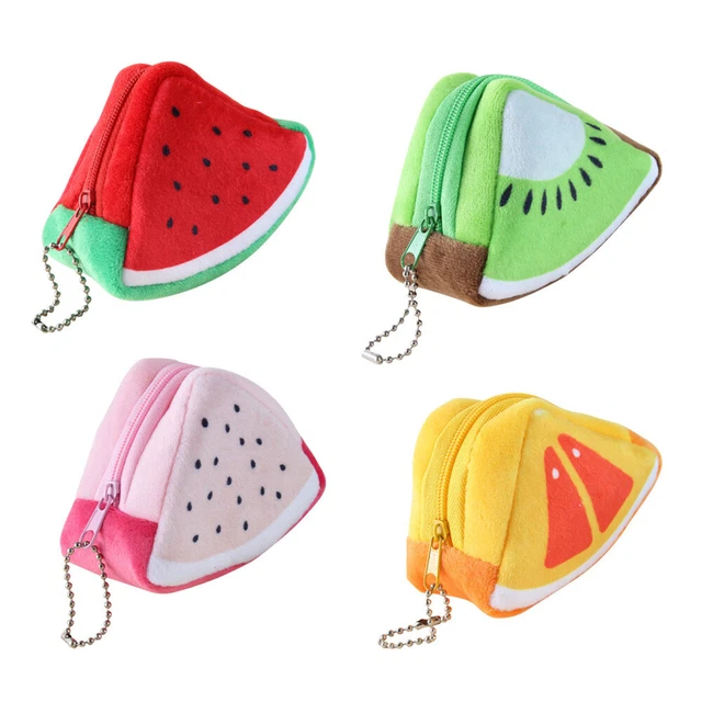 4 Pcs Porte-monnaie Mini Pochette Porte-monnaie En Peluche Pastèque