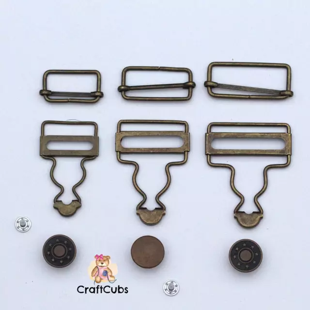 1 Set of 25mm Dungaree Clips / Overall Buckles in Silver, Bronze, Black 3