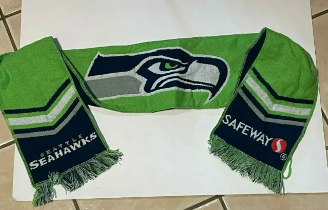 NFL Seattle Seahawks scarf knit football winter neck Safeway green blue