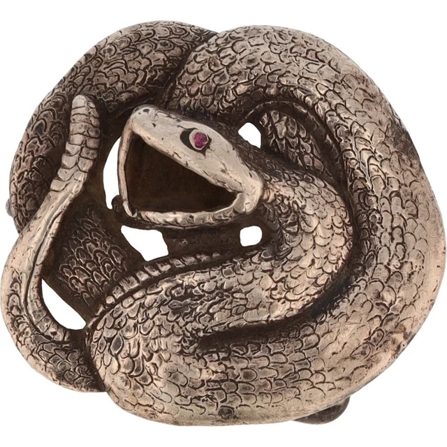 Silver Rattler STERLING SILVER SNAKE Diamondback Rattler Rattle Rattlesnake 70s Vtg ...