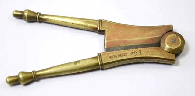 Antique Indian Solid Brass Betel Nut Cutter Collectible Decorative i12-159 3