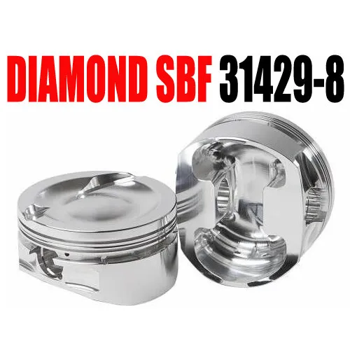 Diamond Pistons 31429-8 Small Block Ford 302/351 Inline Street Strip Dish Top
