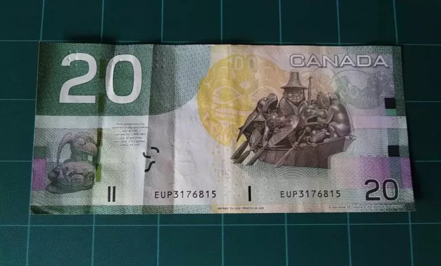 2004 Canada Banknote $20 Twenty Dollar Canadian Bill Paper Money Circulated #1 2