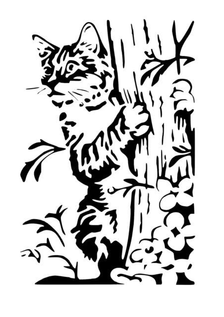 Schablone " Katze am Baum... " auf A4
