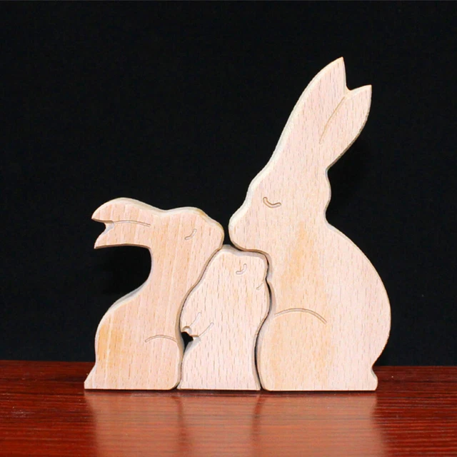 Ornement Lapin Figurine Lapin De Pâques Figurines En Bois De Lapin Artisanat