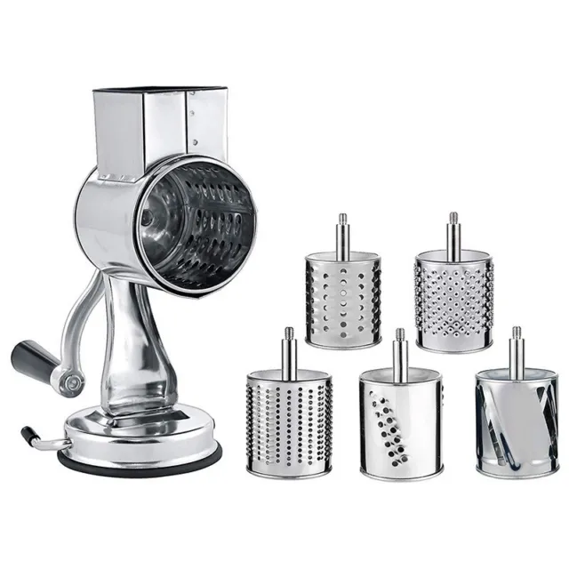 Wixkix Cheese Grater Hand Crank Stainless Steel Vegetable Slicer Rotary Shredder