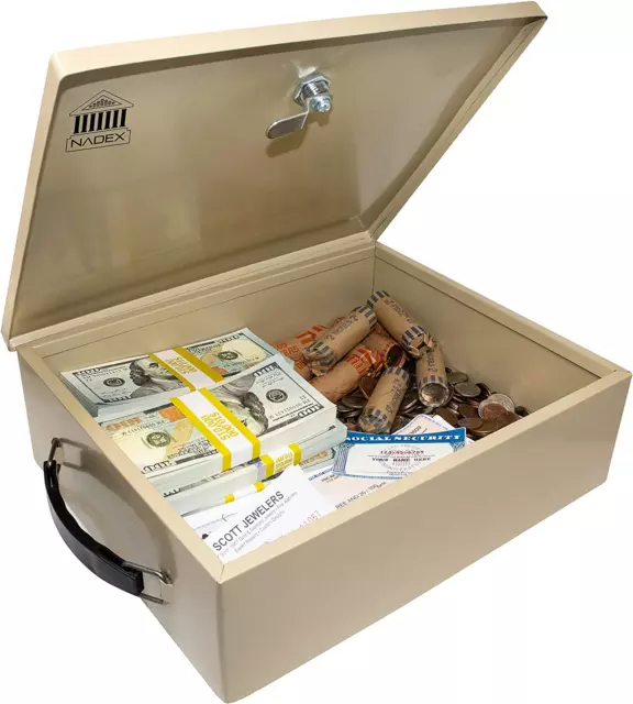 Steel Security Chest, Fire Retardant Box with Lock and Key | 14.5 X 11 X 4 Inch 2