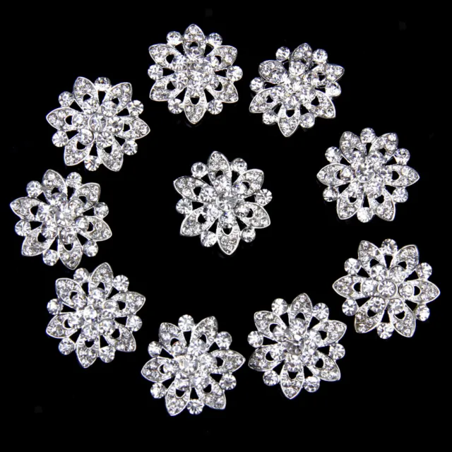 10 Kristall Strass Blume Rückseite Knöpfe zum Selbermachen Brosche Nähen Handwerk 22 mm