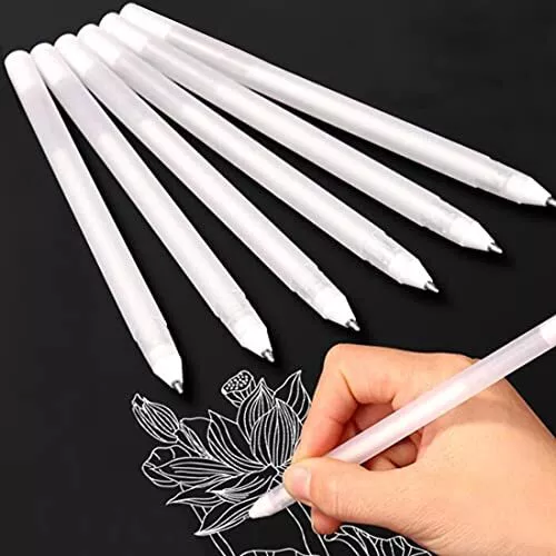 White Gel Pen, 6 Pcs White Pens for Art 0.8mm Fine Point White Ink  Fineliner Pen