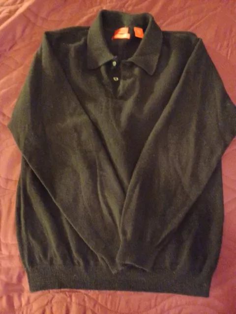 Izod 100% Cashmere Knit Sweater Mens Size M Black  Long Sleeves C16