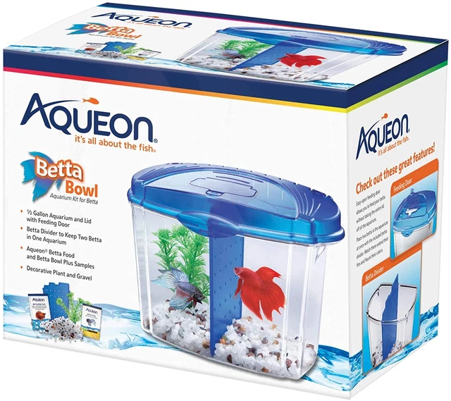Aqueon Betta Fish Tank Starter Kit, Half Gallon, Blue